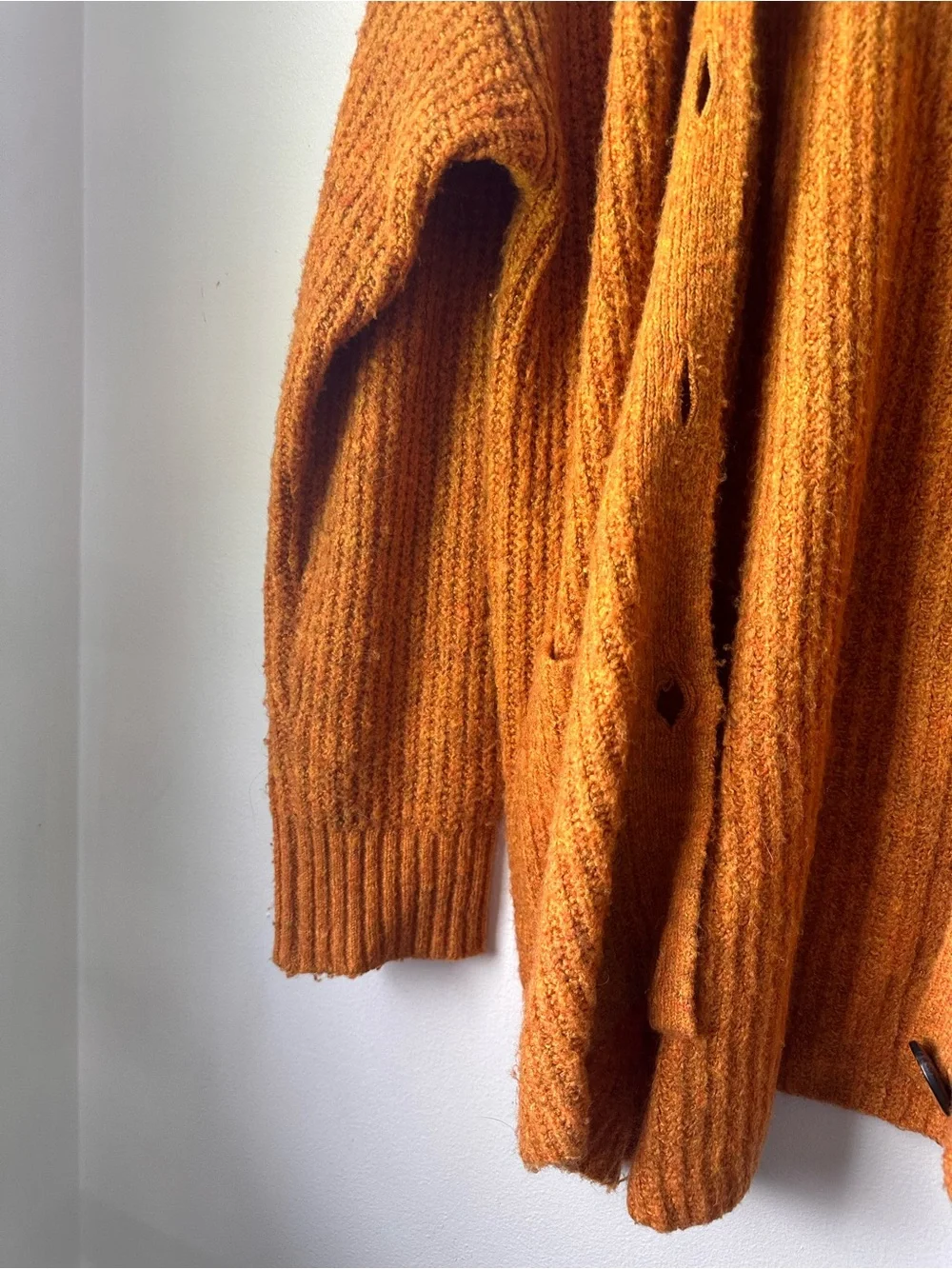 American Eagle Orange Textured Knit Cardigan - Picture 5 of 8